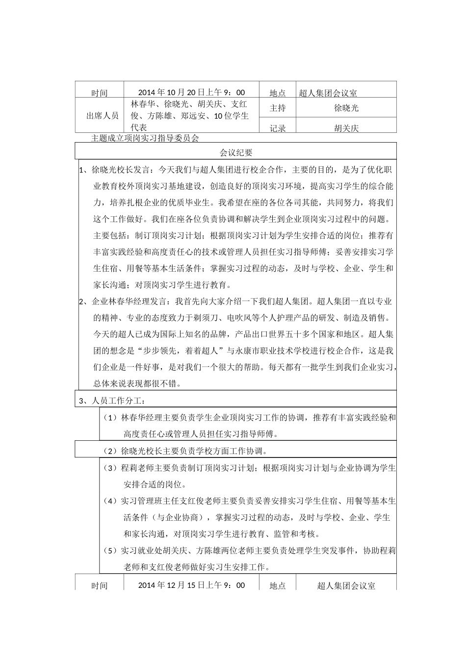 校企合作指导委员会会议纪要(超人)汇编_第1页