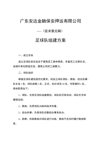 足球队成立方案