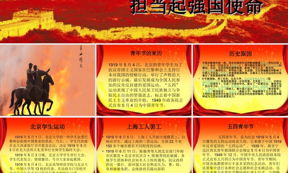 2018“五四”青年节主题班会(共35张PPT)