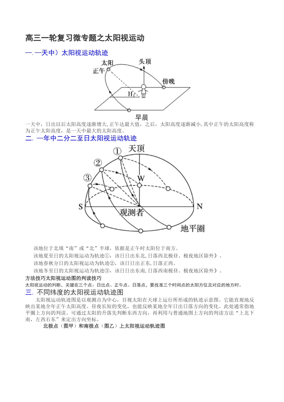 选择性必修1微专题之太阳视运动_第1页