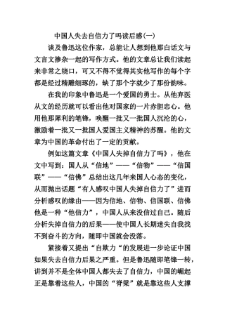 中国人失掉自信力了吗   读后感