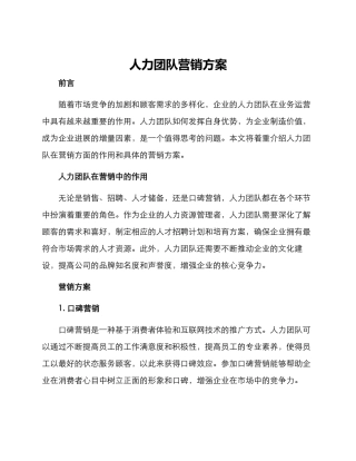人力团队营销方案