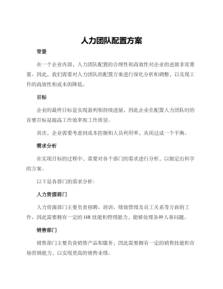 人力团队配置方案