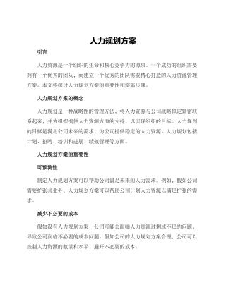 人力规划方案