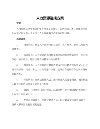 人力资源选拔方案