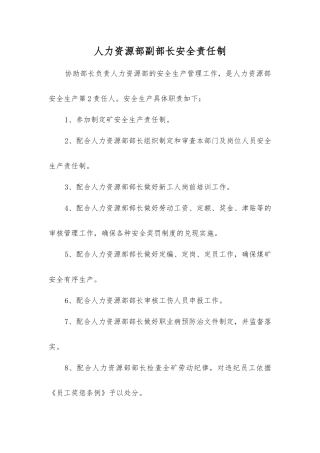 人力资源部副部长安全责任制