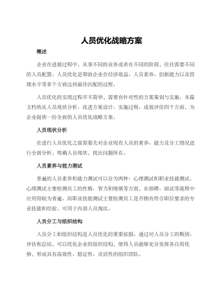 人员优化战略方案