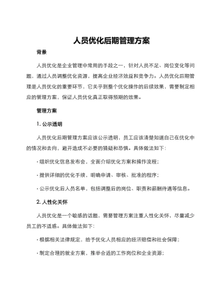 人员优化后期管理方案