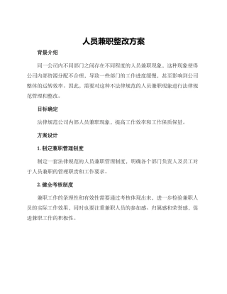 人员兼职整改方案