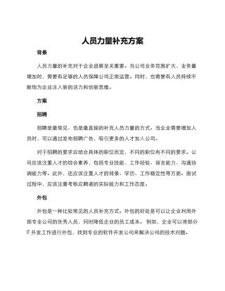 人员力量补充方案