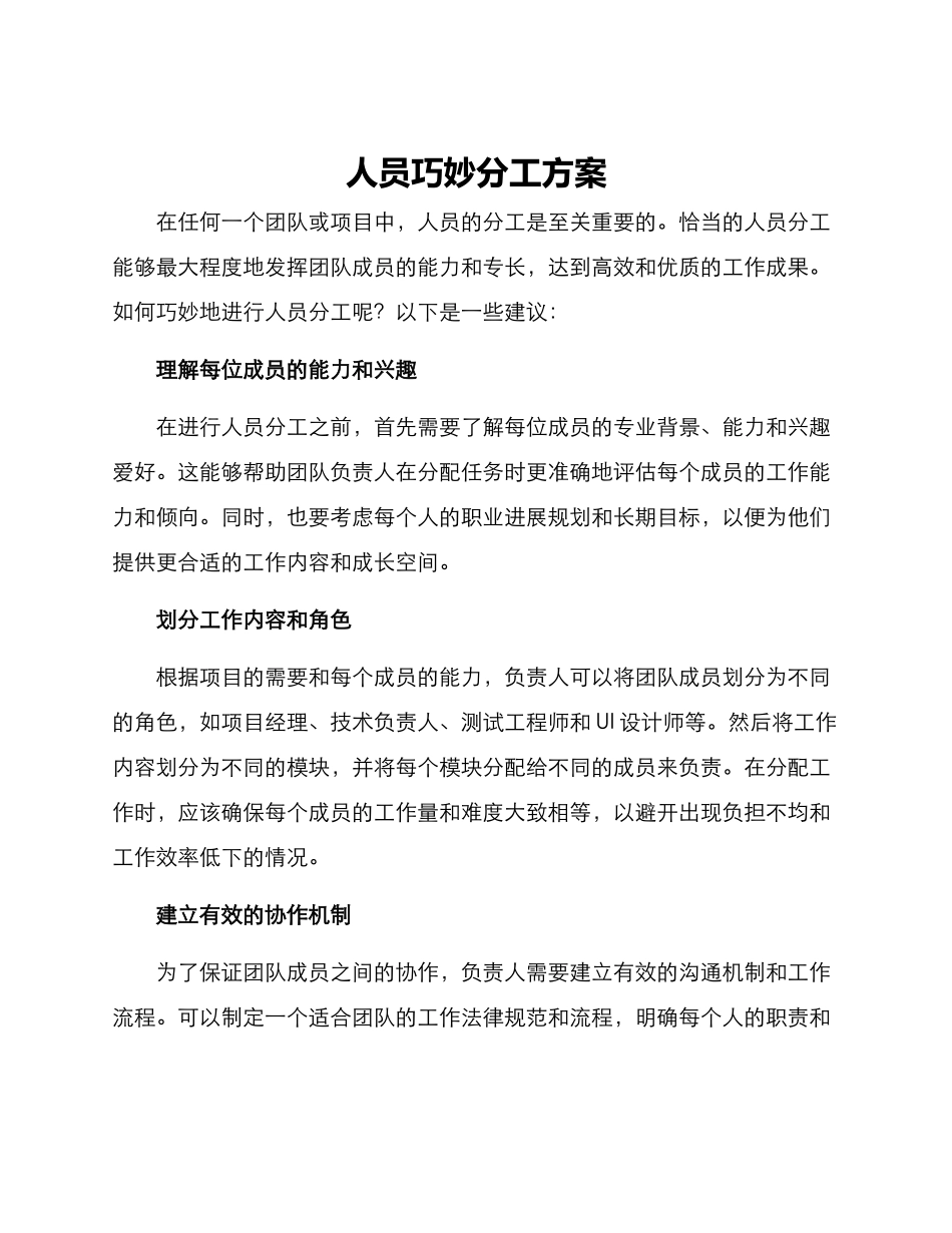 人员巧妙分工方案_第1页
