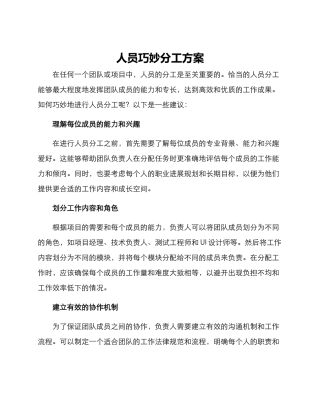 人员巧妙分工方案