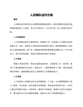 人员梯队运作方案