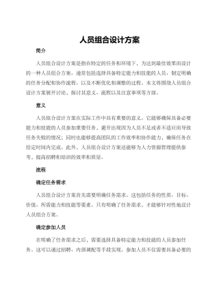 人员组合设计方案