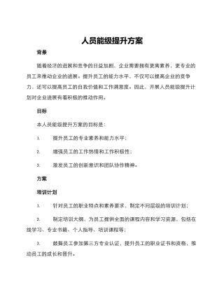 人员能级提升方案