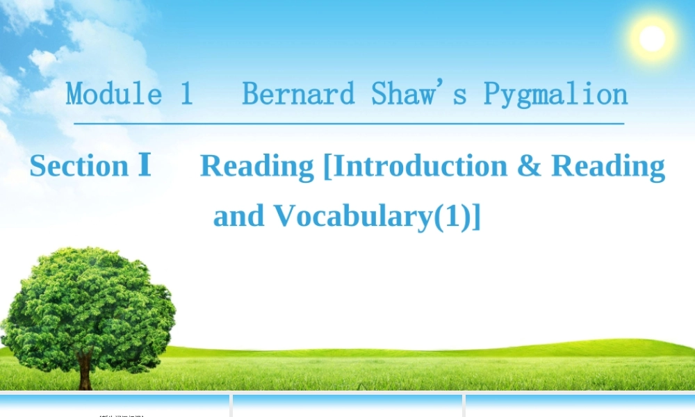Module 1 Section Ⅰ Reading [Introduction & Reading and Vocabulary(1)]