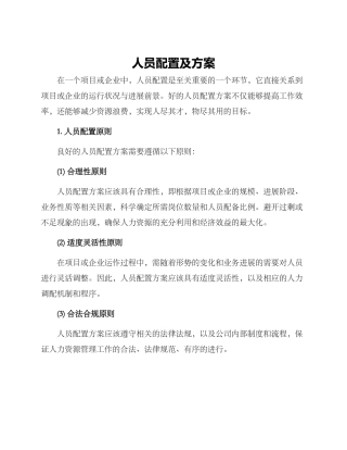 人员配置及方案