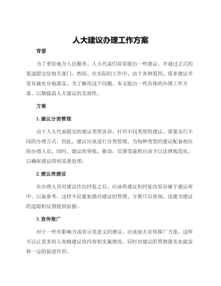 人大建议办理工作方案