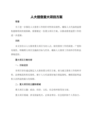 人大督查重大项目方案