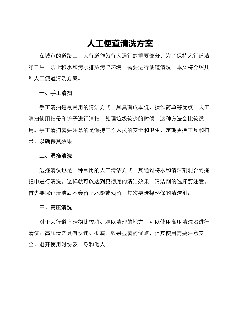 人工便道清洗方案_第1页