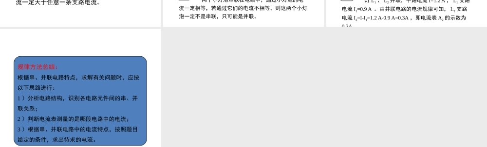 串、并联电路中电流的规律 考点方法