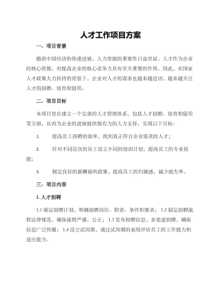 人才工作项目方案