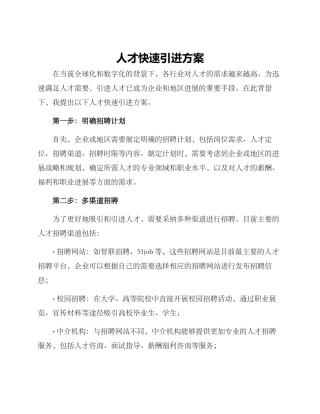 人才快速引进方案