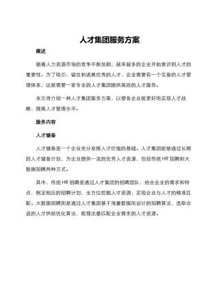 人才集团服务方案