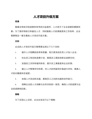 人才项目升级方案