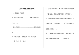人教版六年级下册数学圆柱与圆锥单元测