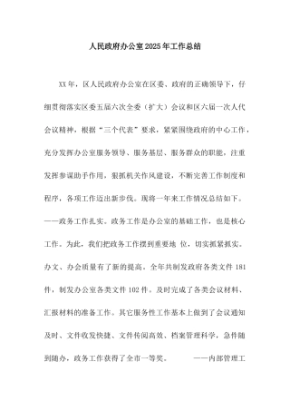 人民政府办公室2025年工作总结