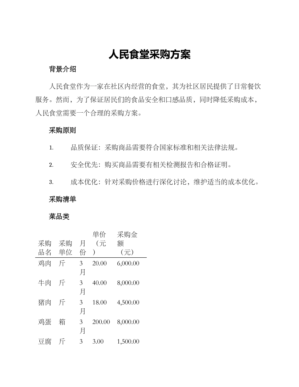 人民食堂采购方案_第1页