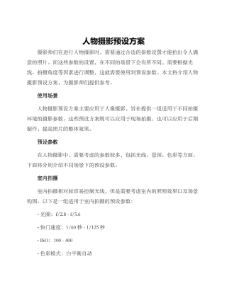 人物摄影预设方案