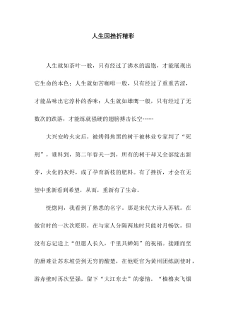 人生因挫折精彩