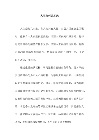 人生奈何几多愁