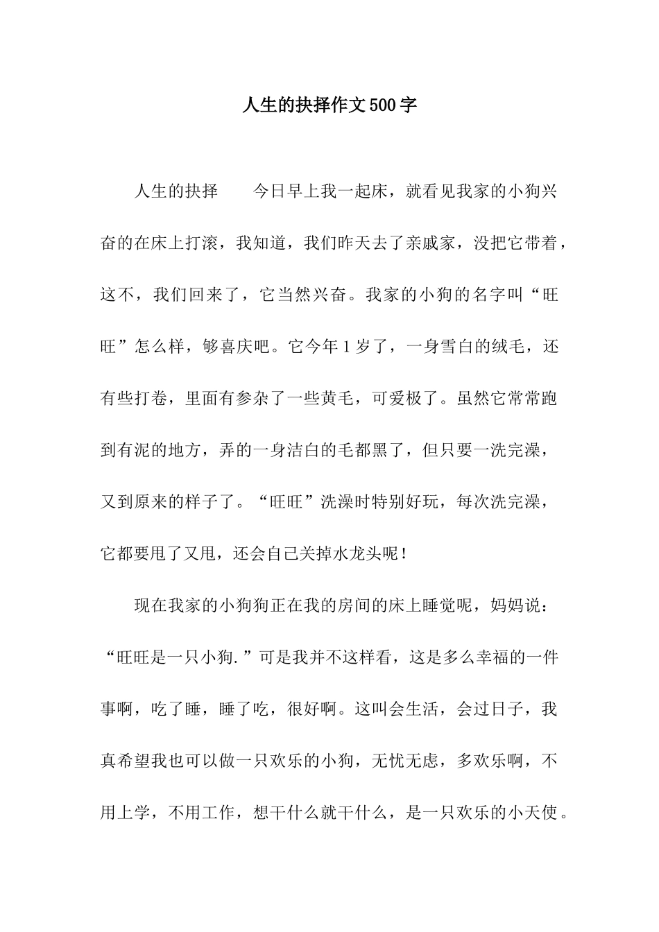 人生的抉择作文500字_第1页