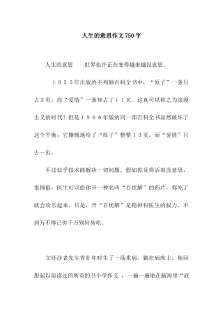 人生的意思作文750字
