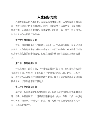 人生目标方案