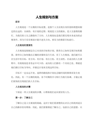 人生规划与方案
