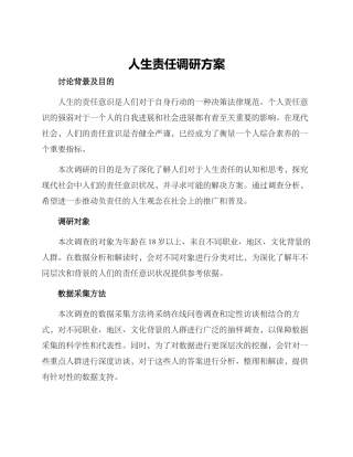 人生责任调研方案