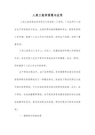 人类工效学原理与应用