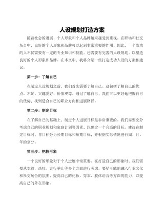 人设规划打造方案
