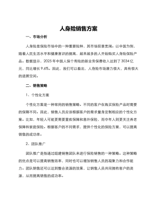 人身险销售方案