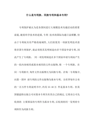 什么是专利族、同族专利和基本专利-