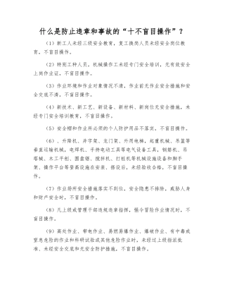 什么是防止违章和事故的“十不盲目操作”？