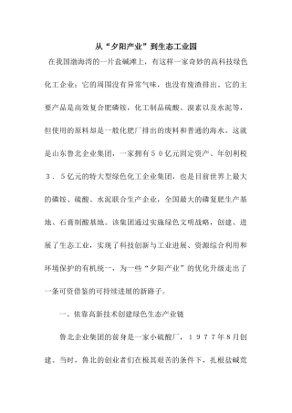从“夕阳产业”到生态工业园