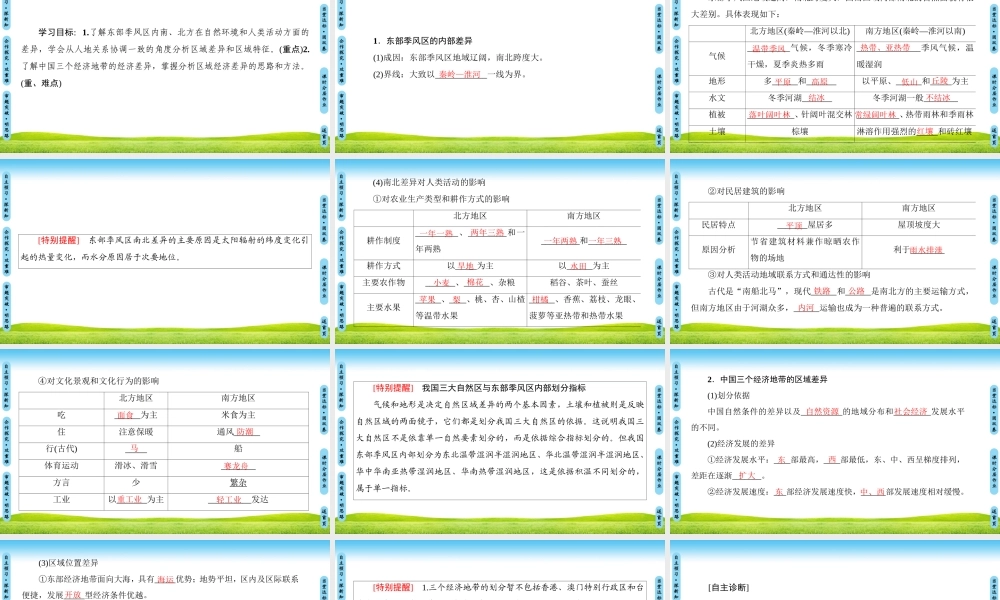 东部季风区的内部差异　中国三个经济地带的区域差异