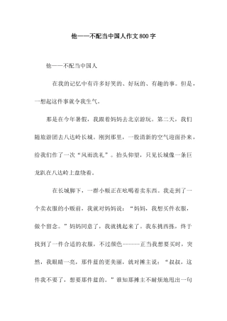 他——不配当中国人作文800字