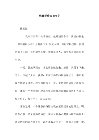 他真好作文400字