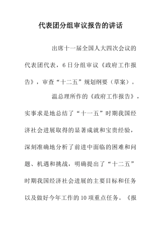 代表团分组审议报告的讲话